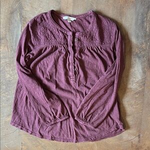 Lucky Brand Plum Long Sleeve Blouse